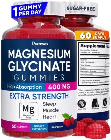 Magnesium Glycinate Gummies 400mg High Absorption Magnesium Supplement for Adults and Kids Sugar Free Gelatin Free Vegan Friendly Non GMO 60 Days